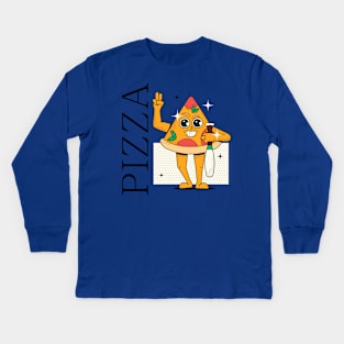 Hand Drawn Pizza Fun Kids Long Sleeve T-Shirt